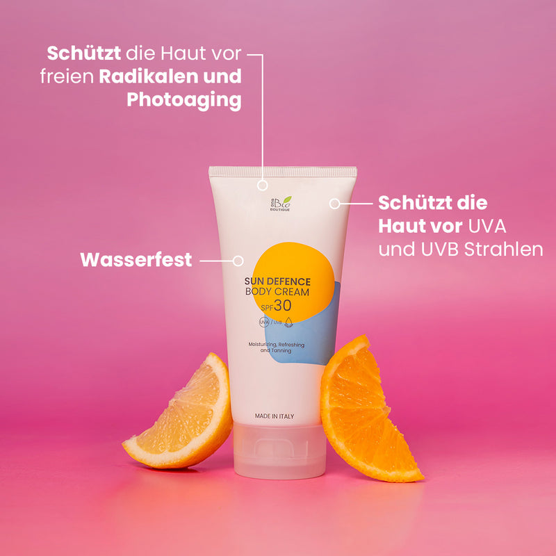 Sun Defence Körpercreme  SPF 30 - Hydrierende, erfrischende und bräunende Sonnencreme| Eco Bio Boutique